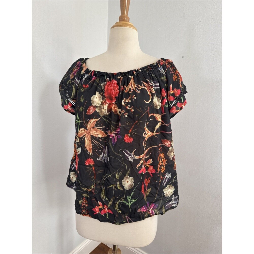 Belle Sky Blouse Womens Medium Floral Havna Multicolor Off Shoulder Top